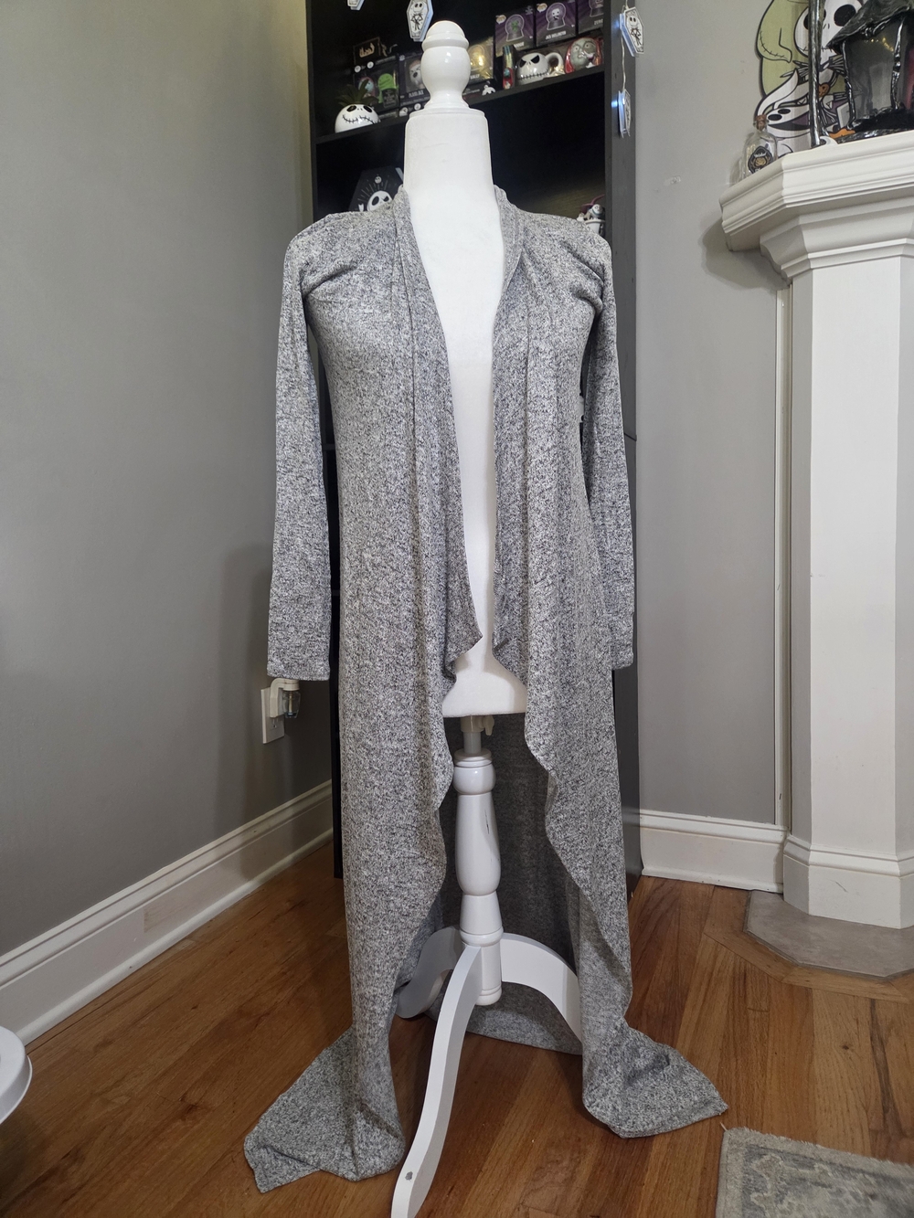 Women’s Open-Front Light Gray Duster Cardigan Sweater
